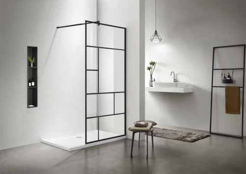 Душевая перегородка Aquatek AQ WIW Print 10020BL 100х200 стекло прозрачное профиль черный